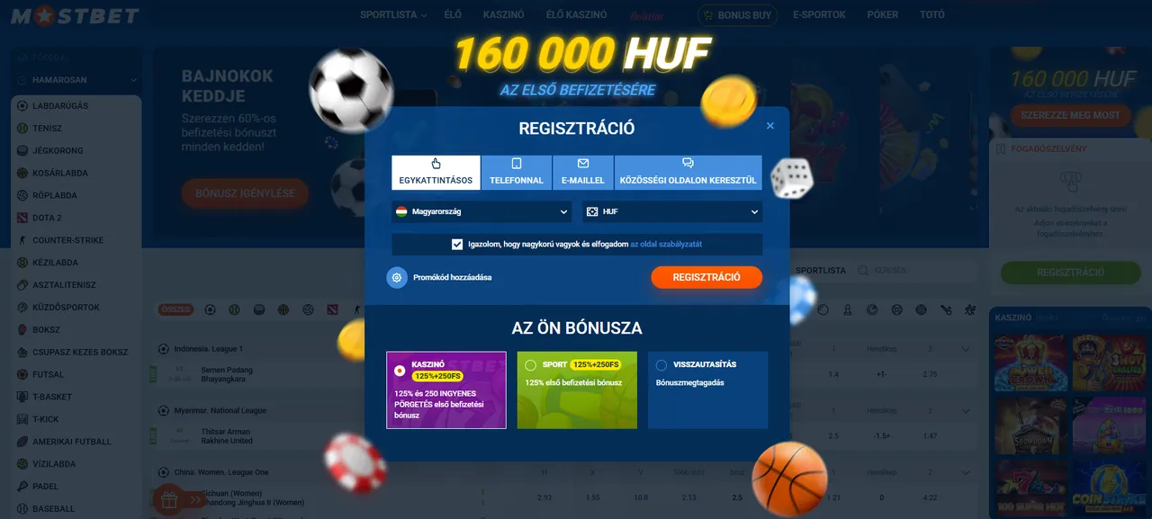 Mostbet regisztráció és bejelentkezés